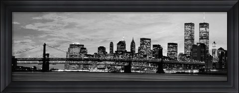 Framed Manhattan at Night BW Print