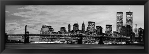 Framed Manhattan at Night BW Print