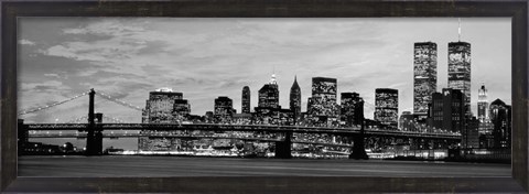 Framed Manhattan at Night BW Print