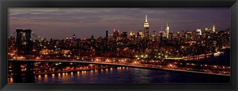 Framed Midtown Manhattan and Williamsburg Bridge 1 Print