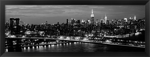 Framed Midtown Manhattan and Williamsburg Bridge 2 Print