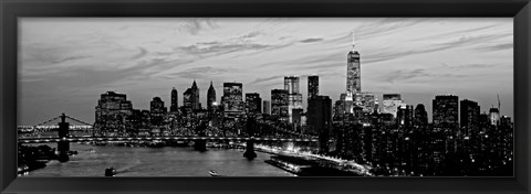 Framed Lower Manhattan at dusk Print