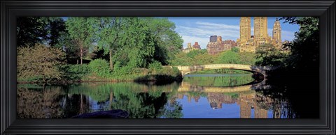 Framed Bow Bridge and Central Park West View, NYC Print
