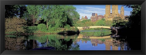 Framed Bow Bridge and Central Park West View, NYC Print