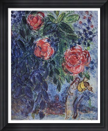Framed Flowers and Lovers Print