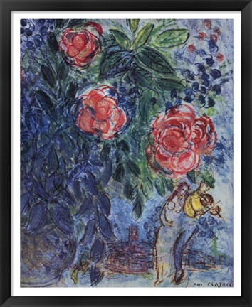 Framed Flowers and Lovers Print