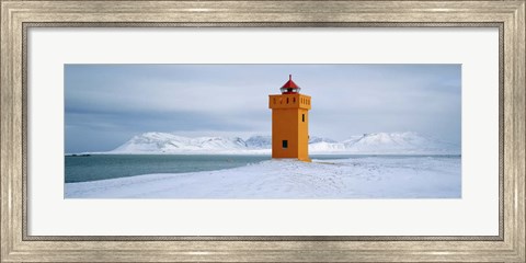 Framed Krossnes lighthouse, Iceland Print