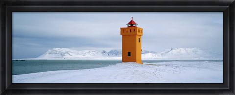 Framed Krossnes lighthouse, Iceland Print