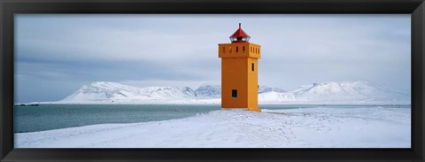 Framed Krossnes lighthouse, Iceland Print