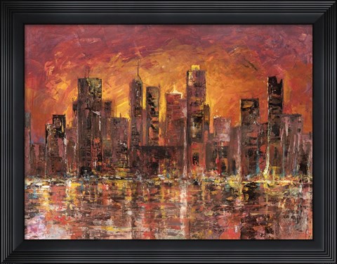 Framed Sunset in New York Print