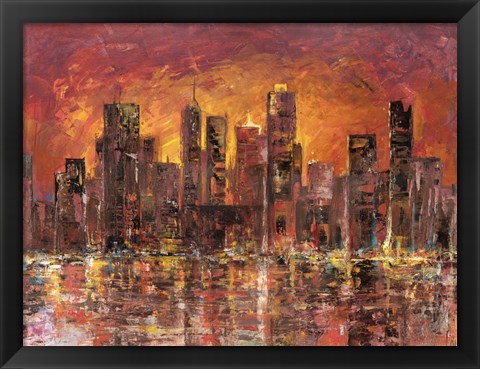 Framed Sunset in New York Print