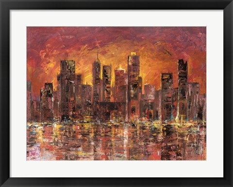 Framed Sunset in New York Print