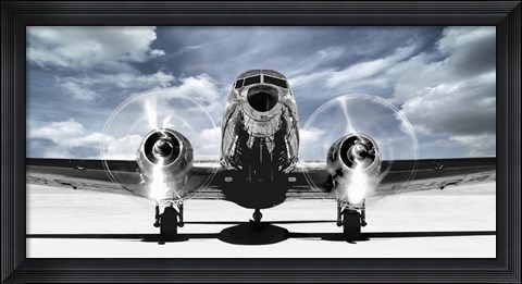 Framed Airplaine Taking Off in a Blue Sky Print