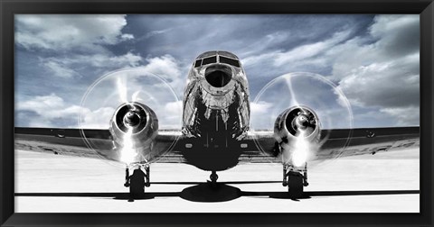 Framed Airplaine Taking Off in a Blue Sky Print