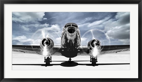 Framed Airplaine Taking Off in a Blue Sky Print