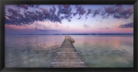 Framed Boat Ramp and Filigree Clouds, Bavaria, Germany Print