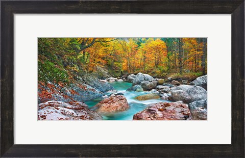 Framed Mountain Brook and Rocks, Carinthia, Austria Print