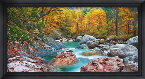 Framed Mountain Brook and Rocks, Carinthia, Austria Print