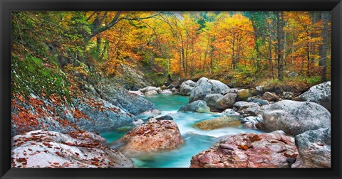 Framed Mountain Brook and Rocks, Carinthia, Austria Print