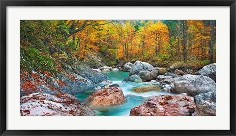 Framed Mountain Brook and Rocks, Carinthia, Austria Print