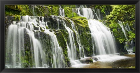 Framed Waterfall Purakaunui Falls, New Zealand Print