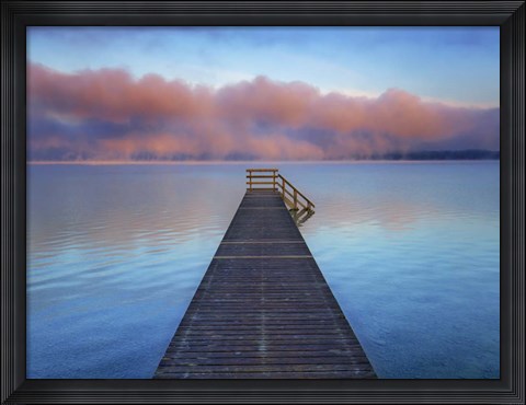 Framed Boat Ramp and Fog Bench, Bavaria, Germany Print
