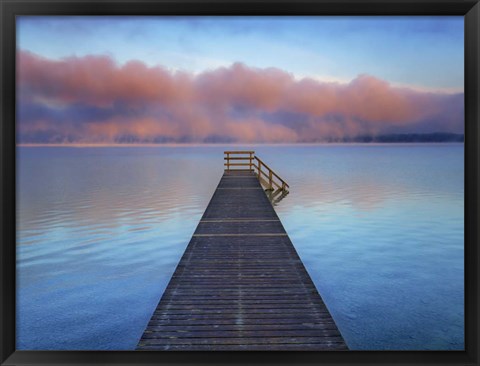 Framed Boat Ramp and Fog Bench, Bavaria, Germany Print