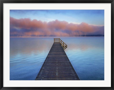 Framed Boat Ramp and Fog Bench, Bavaria, Germany Print