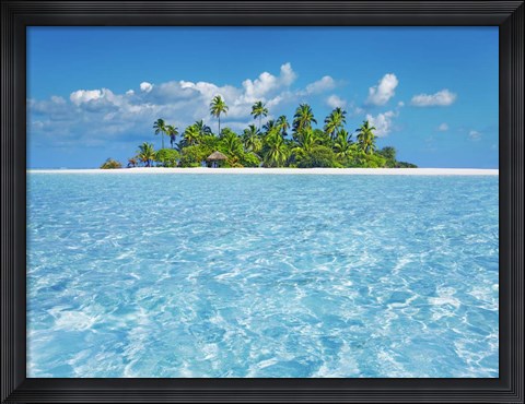 Framed Tropical Lagoon with Palm Island, Maldives Print