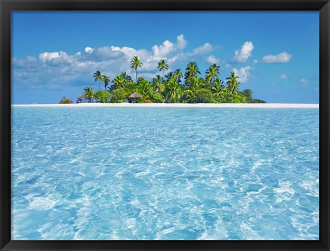 Framed Tropical Lagoon with Palm Island, Maldives Print