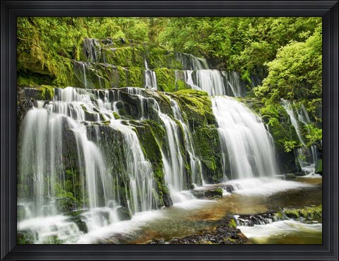 Framed Waterfall Purakaunui Falls, New Zealand Print