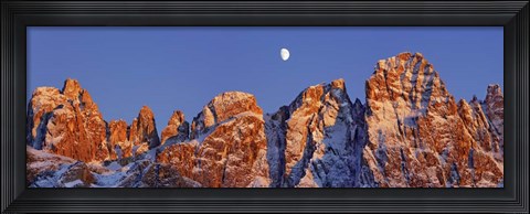 Framed Pale Di San Martino And Moon, Italy Print