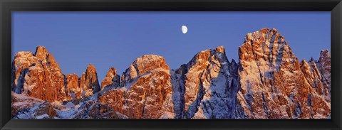 Framed Pale Di San Martino And Moon, Italy Print