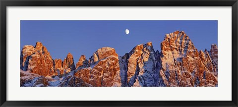 Framed Pale Di San Martino And Moon, Italy Print