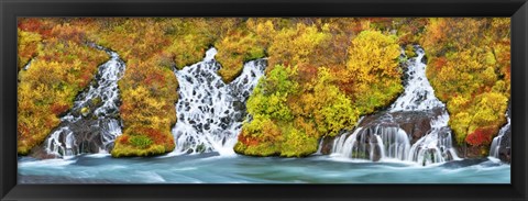 Framed Hraunfossar Waterfall, Iceland Print