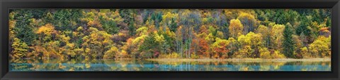 Framed Lake and Forest in Autumn, China Print