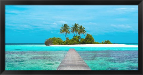 Framed Jetty and Maldivian island Print