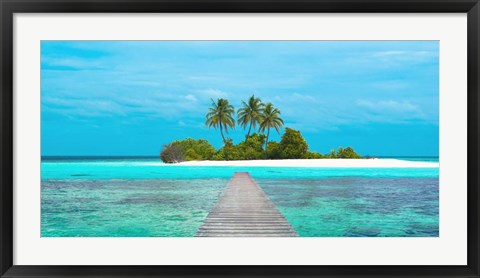 Framed Jetty and Maldivian island Print