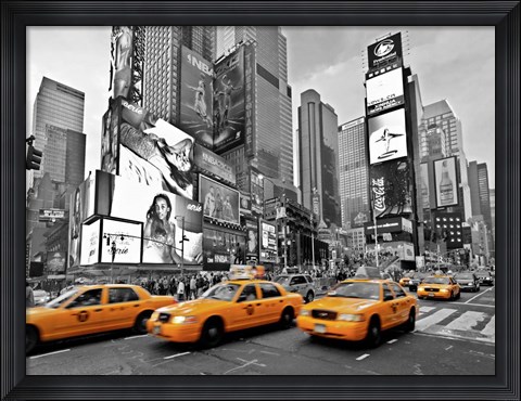 Framed Taxis in Times Square, NYC Print