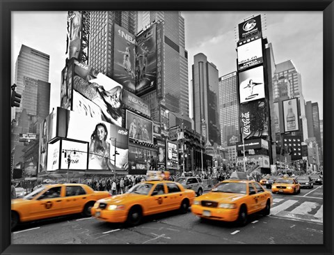 Framed Taxis in Times Square, NYC Print