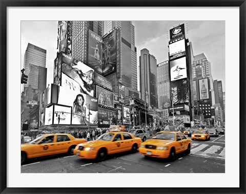 Framed Taxis in Times Square, NYC Print