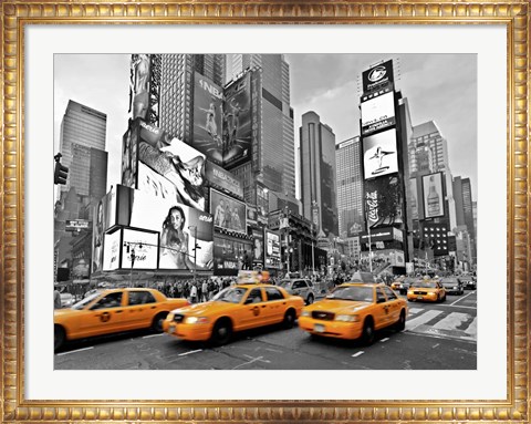 Framed Taxis in Times Square, NYC Print