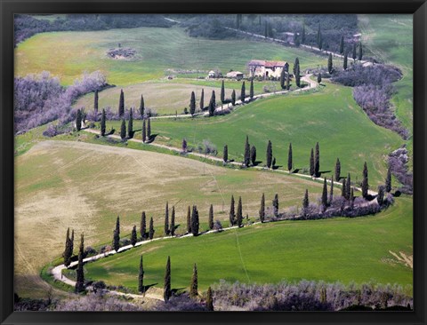 Framed Road near Montepulciano, Tuscany Print