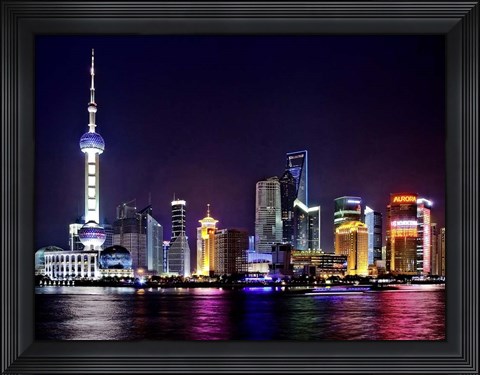 Framed Shanghai at Night Print