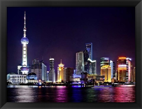 Framed Shanghai at Night Print