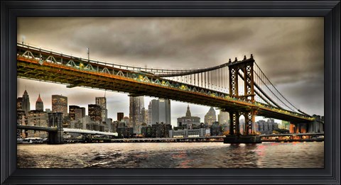 Framed Manhattan Bridge and New York City Skyline, NYC Print