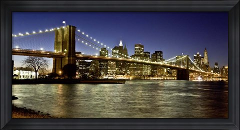 Framed Panoramic View of Lower Manhattan at dusk, NYC Print
