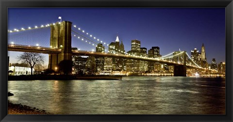 Framed Panoramic View of Lower Manhattan at dusk, NYC Print