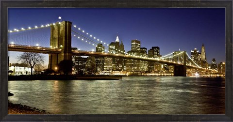 Framed Panoramic View of Lower Manhattan at dusk, NYC Print
