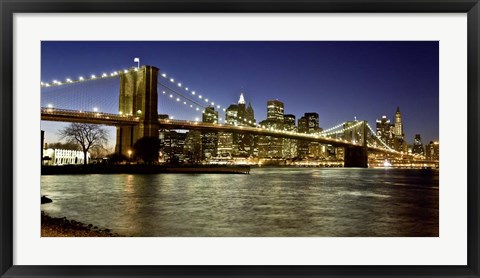 Framed Panoramic View of Lower Manhattan at dusk, NYC Print